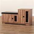 Baxton Studio Valina Brown Faux Leather 2-Door 5-Shelves Wood Shoe Storage Bench