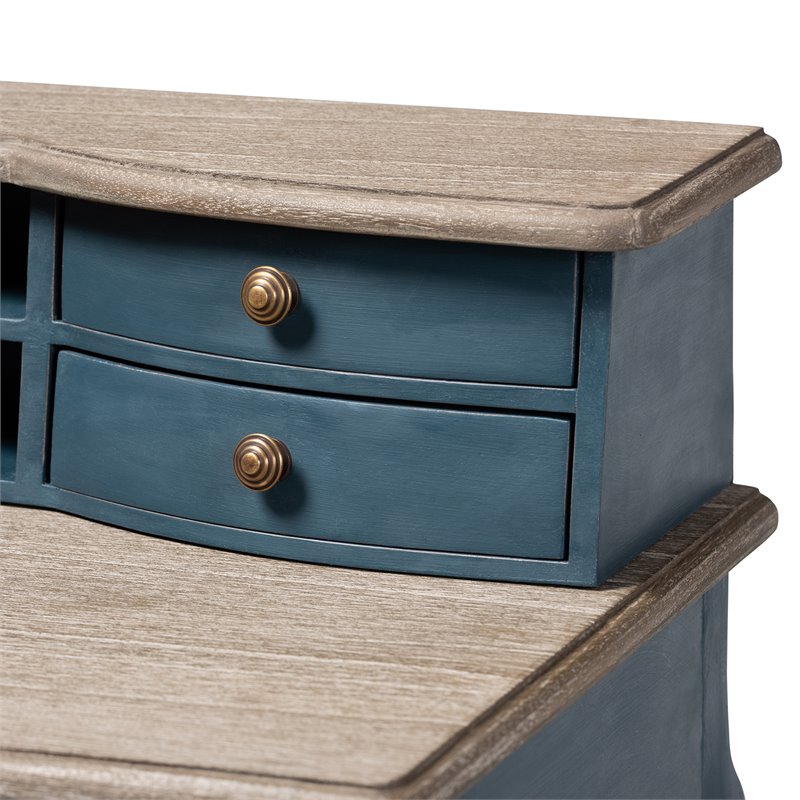 Baxton Studio Celestine Blue Spruce Finished Wood Accent Writing Desk