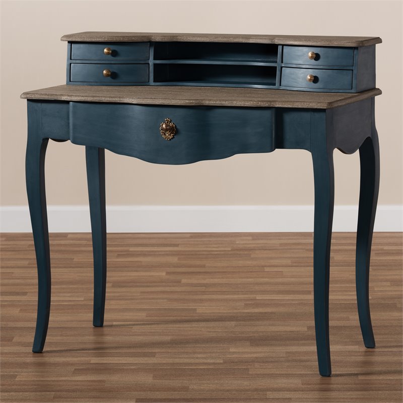 Baxton Studio Celestine Blue Spruce Finished Wood Accent Writing Desk