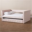 Baxton Studio Amaya Velvet and Wood Full Daybed with Trundle in Light Pink