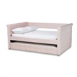 Baxton Studio Amaya Velvet and Wood Full Daybed with Trundle in Light Pink