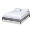 Baxton Studio Volden Velvet Upholstered Wood Platform Full Bed in Gray