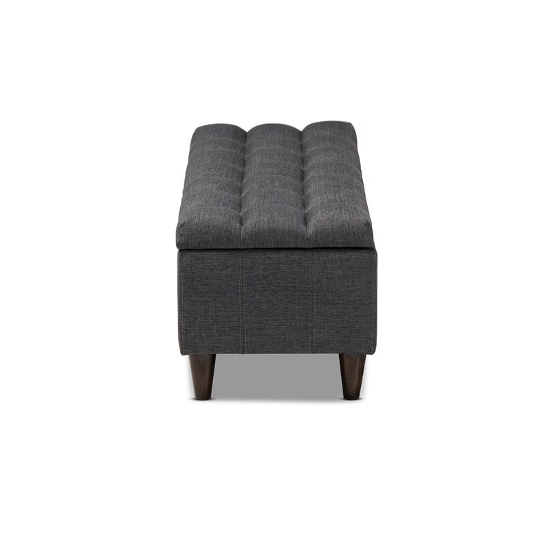 Baxton Studio Brette Tufted Fabric and Wood Storage Ottoman in Dark Brown
