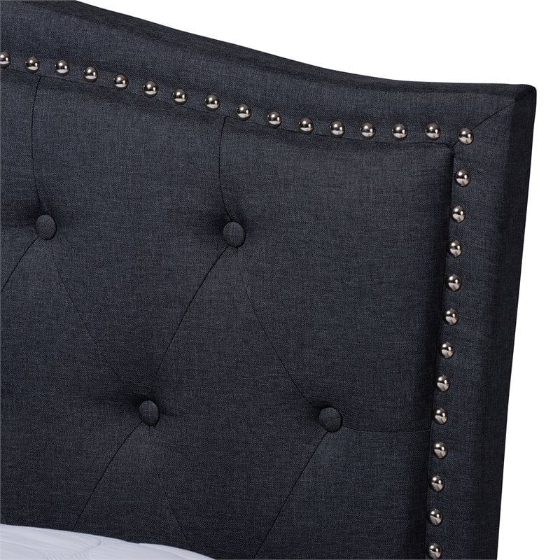 Baxton Studio Felisa Upholstered Wood King Platform Bed in Charcoal Gray