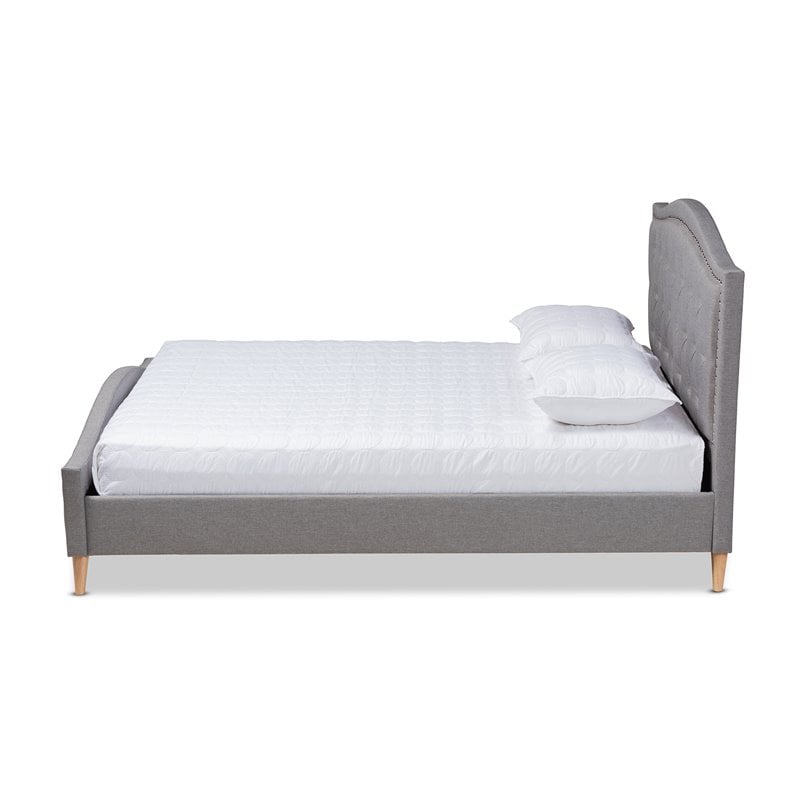 Baxton Studio Felisa Upholstered Wood King Platform Bed in Gray