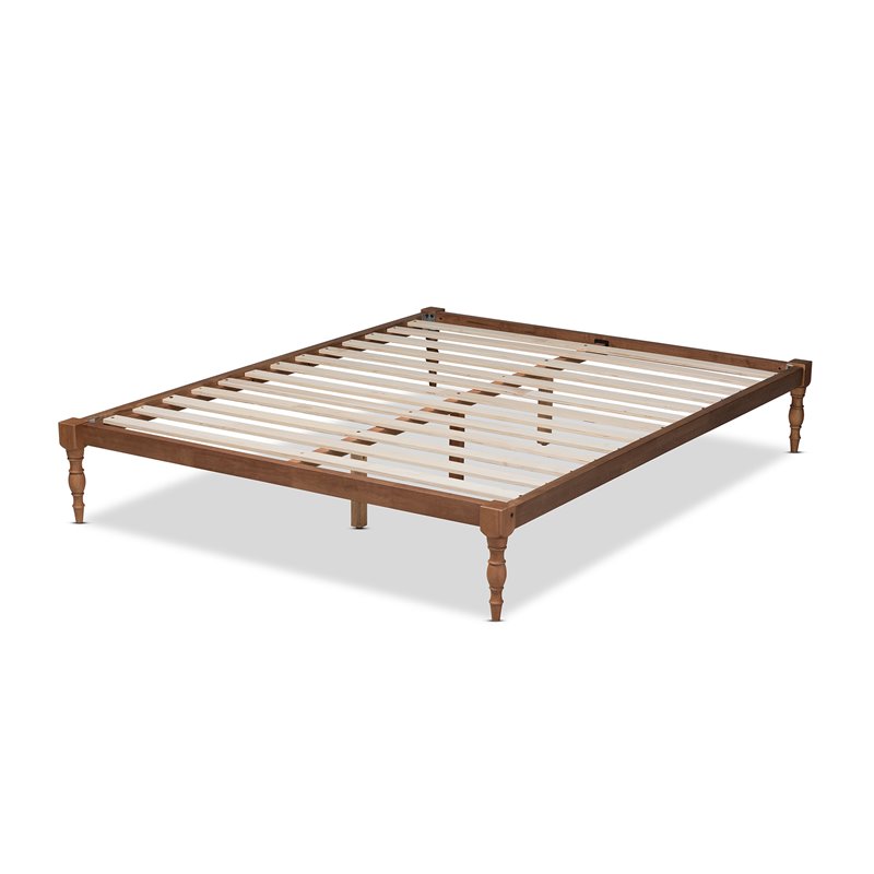Baxton Studio Iseline Contemporary Wood Queen Platform Bed in Walnut Brown