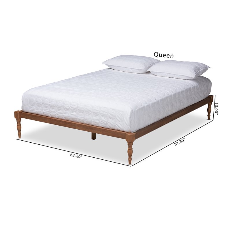 Baxton Studio Iseline Contemporary Wood Queen Platform Bed in Walnut Brown