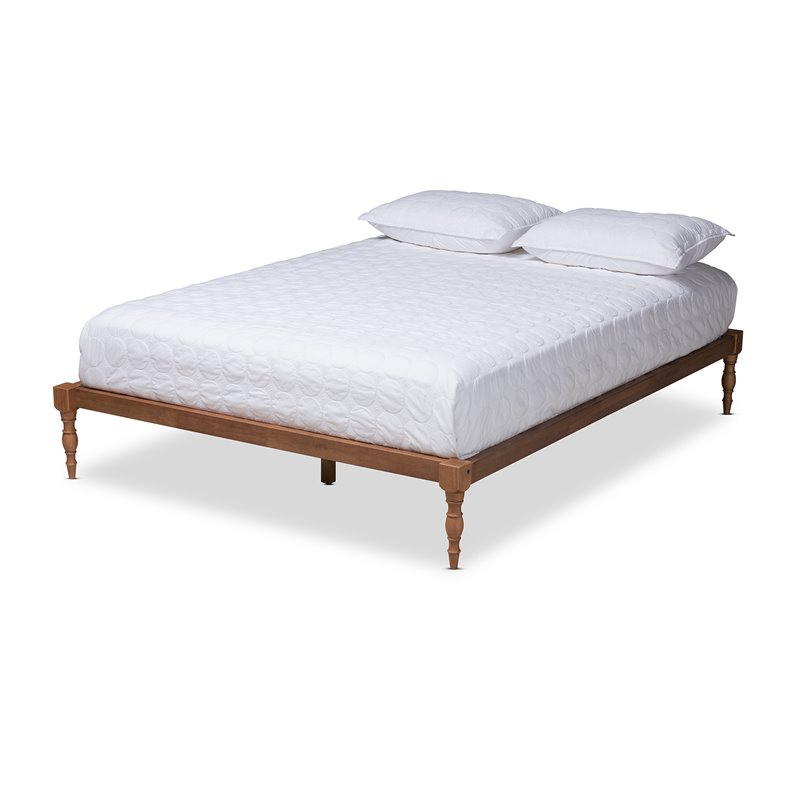 Baxton Studio Iseline Contemporary Wood Queen Platform Bed in Walnut Brown