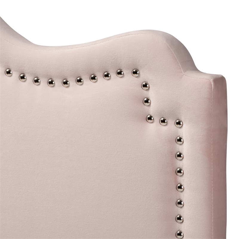Baxton Studio Nadeen Contemporary Velvet Queen Headboard in Light Pink