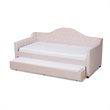 Baxton Studio Perry Velvet Upholstered Twin Daybed with Trundle in Pink