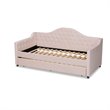 Baxton Studio Perry Velvet Upholstered Twin Daybed with Trundle in Pink