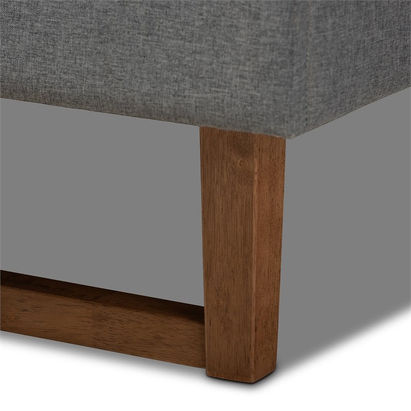 Baxton Studio Ayla Mid-Century Wood and Fabric Full Platform Bed in Dark Gray