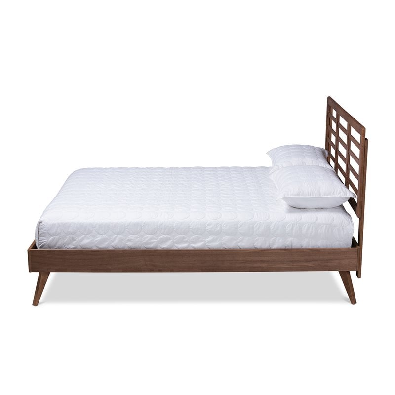 Baxton Studio Calisto Mid-Century Wood King Platform Bed in Walnut Brown