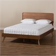 Baxton Studio Demeter Mid-Century Wood Full Platform Bed in Walnut Brown