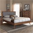 Baxton Studio Ines Mid-Century Wood and Fabric Full Platform Bed in Light Gray