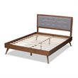 Baxton Studio Ines Mid-Century Wood and Fabric King Platform Bed in Light Gray