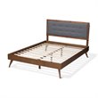 Baxton Studio Ines Mid-Century Wood and Fabric Full Platform Bed in Dark Gray