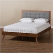 Baxton Studio Ines Mid-Century Wood and Fabric Full Platform Bed in Dark Gray