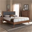 Baxton Studio Ines Mid-Century Wood and Fabric Queen Platform Bed - Dark Gray