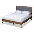 Baxton Studio Ines Mid-Century Wood and Fabric King Platform Bed in Dark Gray