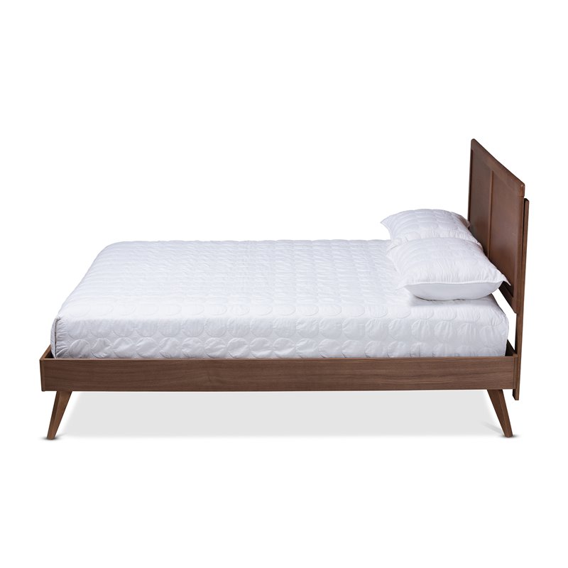 Baxton Studio Zenon Mid-Century Wood King Platform Bed in Walnut Brown