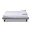 Baxton Studio Liliya Mid-Century Wood and Fabric Full Platform Bed in Light Gray
