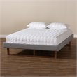 Baxton Studio Liliya Mid-Century Wood and Fabric Full Platform Bed in Light Gray