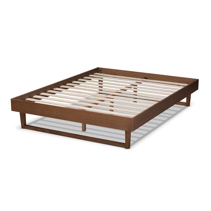 Baxton Studio Liliya Mid-Century Wood King Platform Bed in Walnut Brown