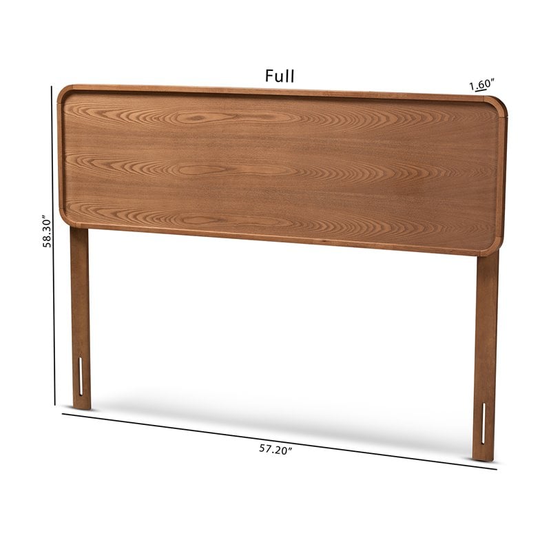 Baxton Studio Mailene Mid-Century Wood King Headboard in Walnut Brown