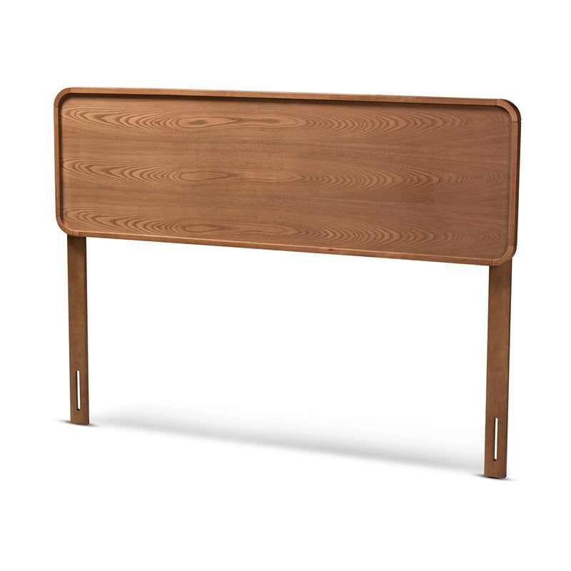 Baxton Studio Mailene Mid-Century Wood King Headboard in Walnut Brown