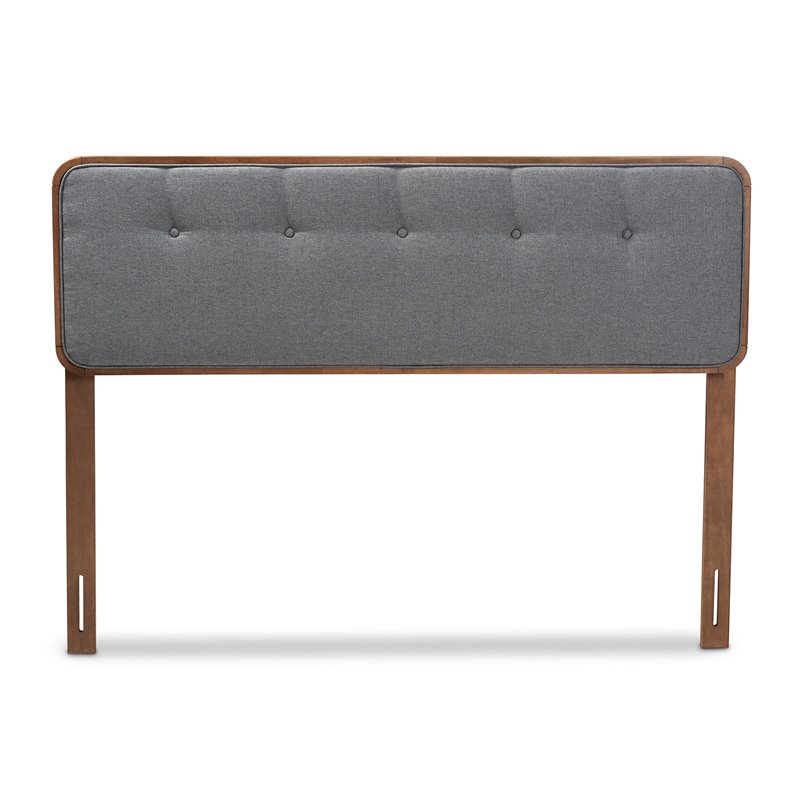Baxton Studio Palina Mid-Century Wood Tufted Queen Headboard in Dark Gray