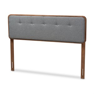 Baxton Studio Palina Mid-Century Wood Tufted Queen Headboard in Dark Gray