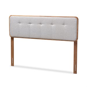 Baxton Studio Palina Mid-Century Wood Tufted Queen Headboard in Light Gray