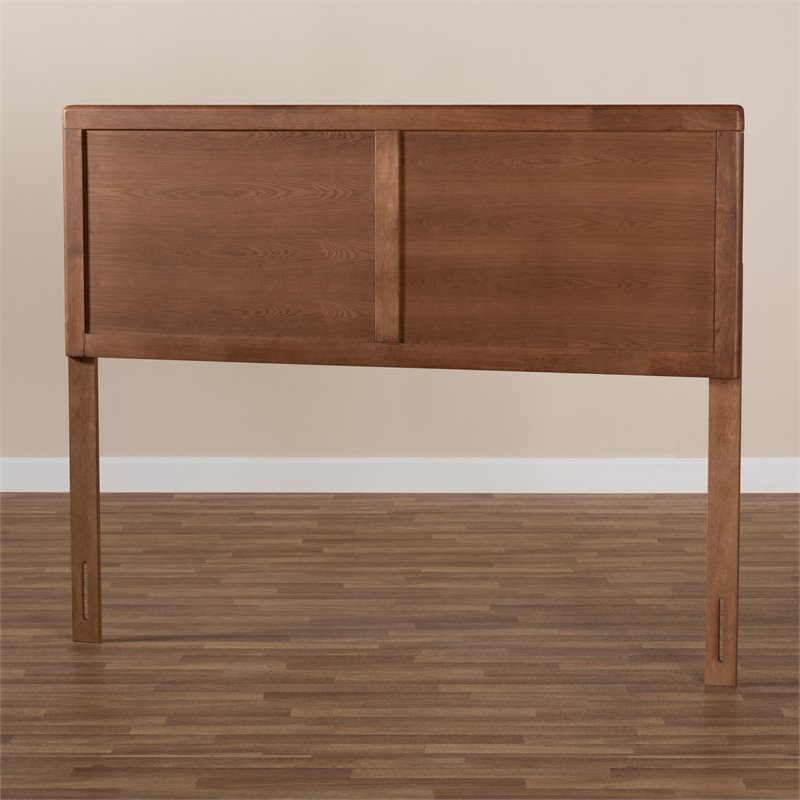 Baxton Studio Raya Mid-Century Wood Full Headboard in Walnut Brown