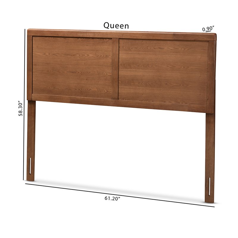 Baxton Studio Raya Mid-Century Wood Full Headboard in Walnut Brown