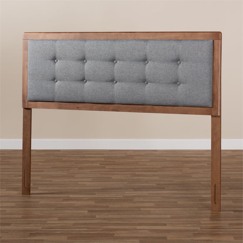 Baxton Studio Sarine Mid-Century Wood Tufted Full Headboard in Dark Gray