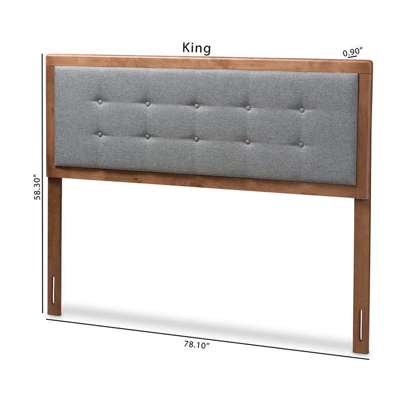 Baxton Studio Sarine Mid-Century Wood Tufted Full Headboard in Dark Gray