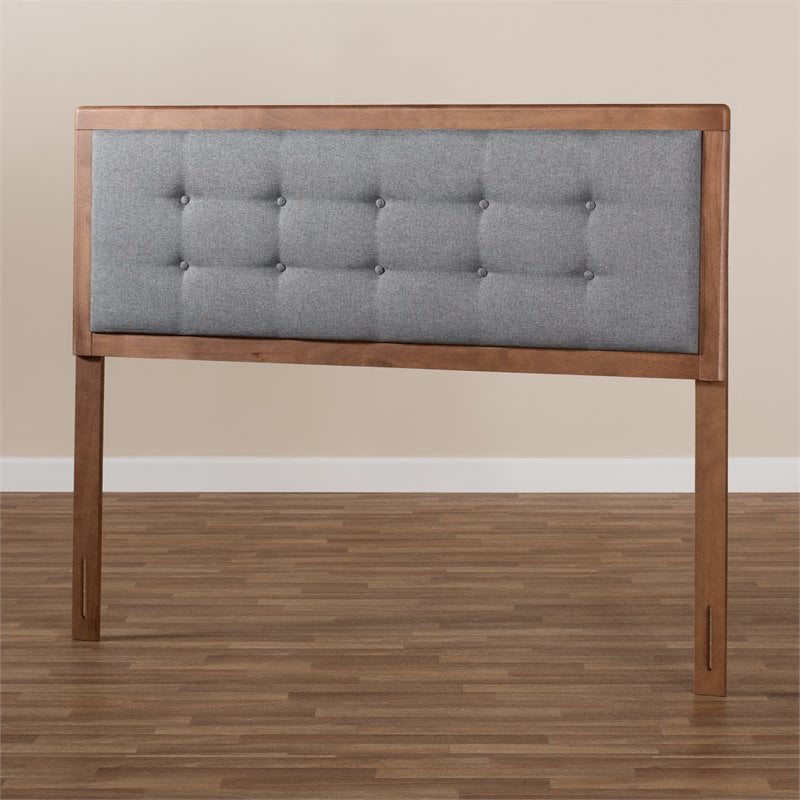 Baxton Studio Sarine Mid-Century Wood Tufted Full Headboard in Dark Gray