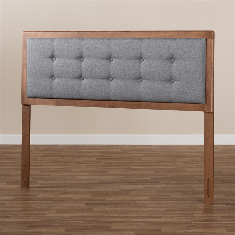 Baxton Studio Sarine Mid-Century Wood Tufted King Headboard in Dark Gray