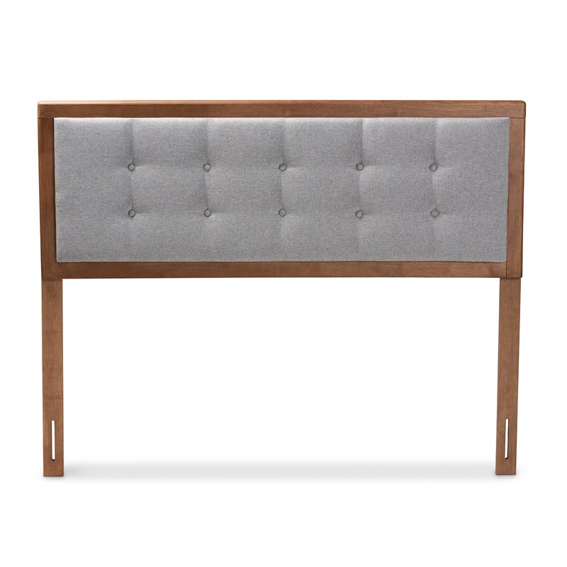 Baxton Studio Sarine Mid-Century Wood Tufted Full Headboard in Light Gray
