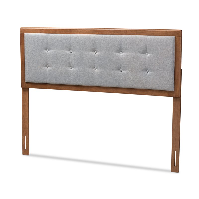 Baxton Studio Sarine Mid-Century Wood Tufted Full Headboard in Light Gray