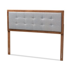 Baxton Studio Sarine Mid-Century Wood Tufted Queen Headboard in Light Gray