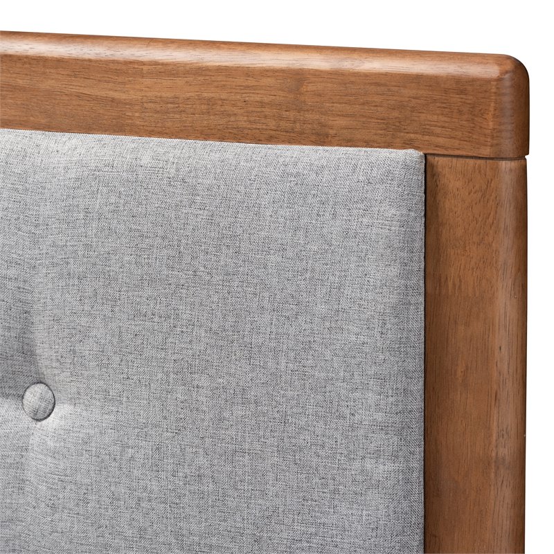 Baxton Studio Sarine Mid-Century Wood Tufted King Headboard in Light Gray
