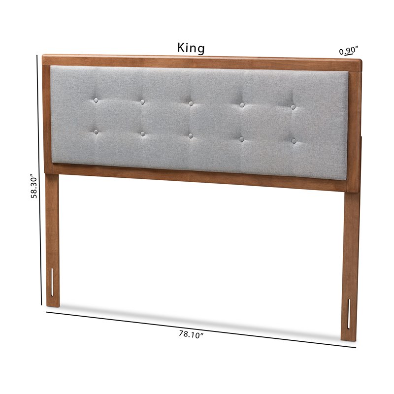 Baxton Studio Sarine Mid-Century Wood Tufted King Headboard in Light Gray