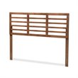 Baxton Studio Salome Mid-Century Wood Slat Full Headboard in Walnut Brown