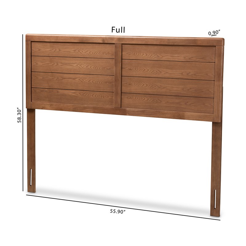Baxton Studio Seren Mid-Century Wood Full Headboard in Walnut Brown