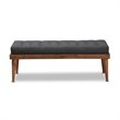 Baxton Studio Linus Mid-Century Upholstered Tufted Wood bench in Dark Gray