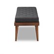 Baxton Studio Linus Mid-Century Upholstered Tufted Wood bench in Dark Gray