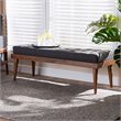 Baxton Studio Linus Mid-Century Upholstered Tufted Wood bench in Dark Gray