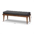 Baxton Studio Linus Mid-Century Upholstered Tufted Wood bench in Dark Gray